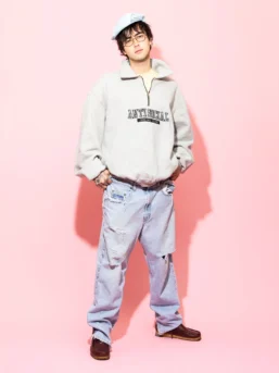 Alternative view of FELT THE SAME APPLIQUE QUARTER-ZIP - GRAY