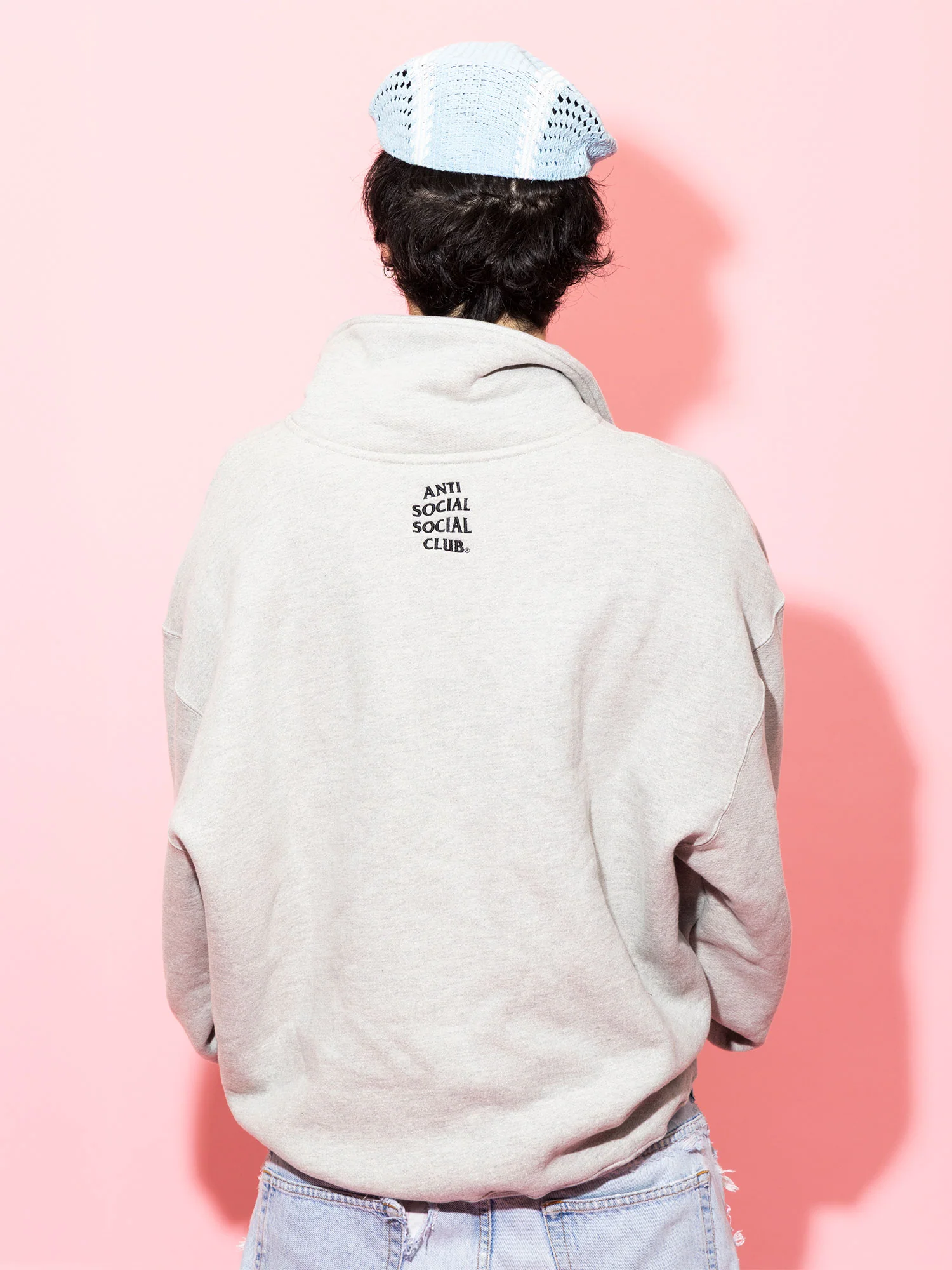 FELT THE SAME APPLIQUE QUARTER-ZIP - GRAY - Image 5