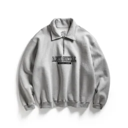 FELT THE SAME APPLIQUE QUARTER-ZIP - GRAY